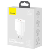 Baseus Compact fast charger USB / USB Type C 20W 3A Power Delivery Quick Charge 3.0 white (CCXJ-B02)