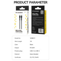 Wozinsky WNBCC1 USB-C / USB-C PD 65W cable 1 m - black