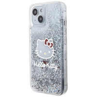 Hello Kitty Liquid Glitter Charms Kitty Head case for iPhone 14 - silver
