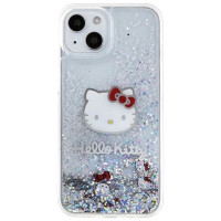 Hello Kitty Liquid Glitter Charms Kitty Head case for iPhone 14 - silver