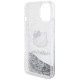 Hello Kitty Liquid Glitter Charms Kitty Head case for iPhone 14 - silver