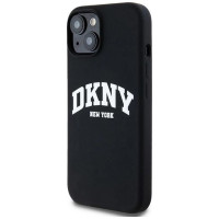 Dkny Liquid Silicone White Printed Logo MagSafe Case for iPhone 14 / 15 / 13 - Black