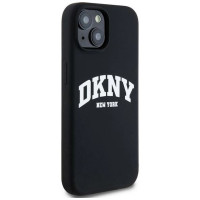 Dkny Liquid Silicone White Printed Logo MagSafe Case for iPhone 14 / 15 / 13 - Black