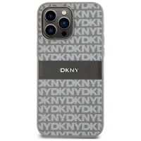 Dkny Leather Mono Stripe & Metal Logo case for iPhone 14 Pro - beige