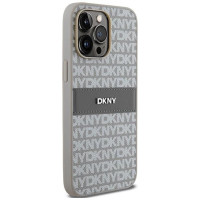 Dkny Leather Mono Stripe & Metal Logo case for iPhone 14 Pro - beige