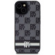 Dkny Leather Checkered Mono Pattern & Printed Stripes Case for iPhone 15/14/13 - Black
