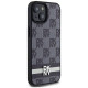 Dkny Leather Checkered Mono Pattern & Printed Stripes Case for iPhone 15/14/13 - Black