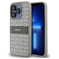 Dkny Leather Mono Stripe & Metal Logo case for iPhone 15 Pro Max - beige