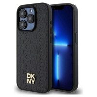 Dkny Leather Monogram Pattern Metal Logo MagSafe Case for iPhone 15 Pro - Black