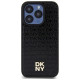 Dkny Leather Monogram Pattern Metal Logo MagSafe Case for iPhone 15 Pro - Black
