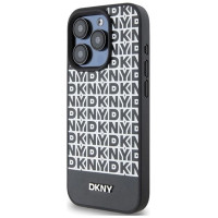 Dkny Leather Printed Pattern Metal Logo MagSafe Case for iPhone 15 Pro - Black