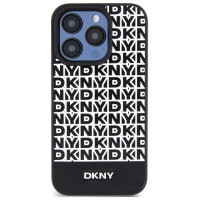 Dkny Leather Printed Pattern Metal Logo MagSafe Case for iPhone 15 Pro - Black
