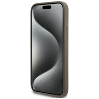 Dkny Leather Pattern Metal Logo MagSafe Case for iPhone 15 Plus / 14 Plus - Brown