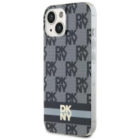 Dkny IML Checkered Mono Pattern & Printed Stripes MagSafe Case for iPhone 15/14/13 - Black