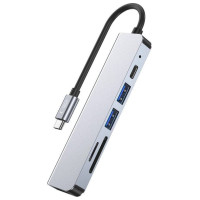 Tech-Protect HUB Tech-Protect V4 6in1 USB-C - USB-A 3.0 / USB-A 2.0 / USB-C / HDMI / micro SD / TF / SD card reader - gray