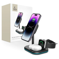Tech-Protect QI15W-A27 3-in-1 Inductive Charger with MagSafe Stand for Smartphone / Apple Watch / AirPods - Black