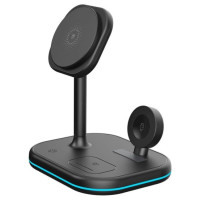 Tech-Protect QI15W-A27 3-in-1 Inductive Charger with MagSafe Stand for Smartphone / Apple Watch / AirPods - Black