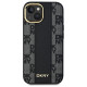 Dkny Leather Checkered Mono Pattern MagSafe Case for iPhone 15 Plus / 14 Plus - Black