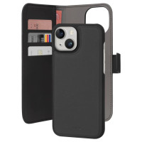 Puro Wallet Detachable MagSafe 2in1 PU Leather Case with Flap and Wallet for iPhone 15 - Black