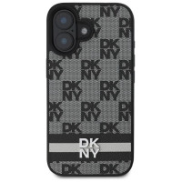 Dkny Checkered Pattern & Printed Stripes case for iPhone 16 - black