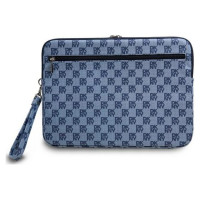 Dkny Sleeve Checkered Pattern Printed Stripes 14" Laptop Case - Blue