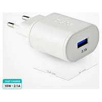 SBS TETR1USB2AWFAST 10W USB-A Wall Charger - White