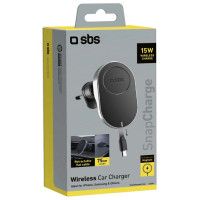 SBS TESUPP15WRETRACABL Wireless Charger Smartphone Holder with Retractable Cable Compatible with MagSafe - Black