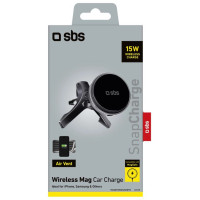SBS Smartphone holder with wireless charger SBS TESUPMAGWIR15W for air vent, compatible with MagSafe - black