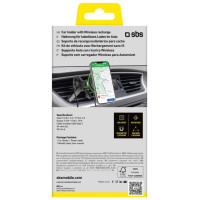 SBS Smartphone holder with wireless charger SBS TESUPMAGWIR15W for air vent, compatible with MagSafe - black