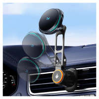 Wozinsky WCT5-6S2Y Car Holder with Qi/MagSafe 15W Inductive Charger for Air Vent - Black