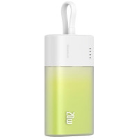 Baseus Popsicle 5200mAh 20W Powerbank with Built-in Lightning Cable (+ White Baseus Simple USB-C - USB-C 60W/20V/3A/30cm Cable) - White-Green