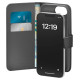 Puro Eco-Leather Case for iPhone 16E W/horiz.flip+2 Card Slot+Banknote Pocket+Cover Black