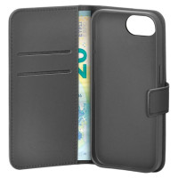 Puro Eco-Leather Case for iPhone 16E W/horiz.flip+2 Card Slot+Banknote Pocket+Cover Black