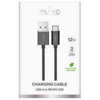Puro 12W TPE USB-A - microUSB 2m Cable - Black