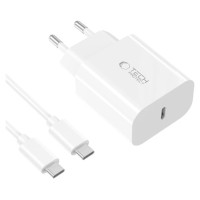 Tech-Protect NC20W PD20W USB-C wall charger with USB-C cable - white