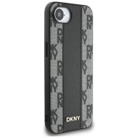Dkny Leather Checkered Mono Pattern MagSafe iPhone 16e Case - Black