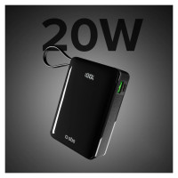 SBS Powerbank SBS 20000 mAh 20W with built-in USB-C cable and digital display - black