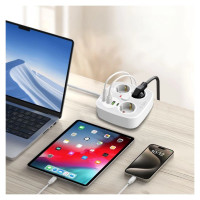 Tech-Protect PCS3X4 power strip, 3 sockets, 2xUSB-A, 2xUSB-C 200 cm - white