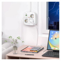 Tech-Protect PCS3X4 power strip, 3 sockets, 2xUSB-A, 2xUSB-C 200 cm - white