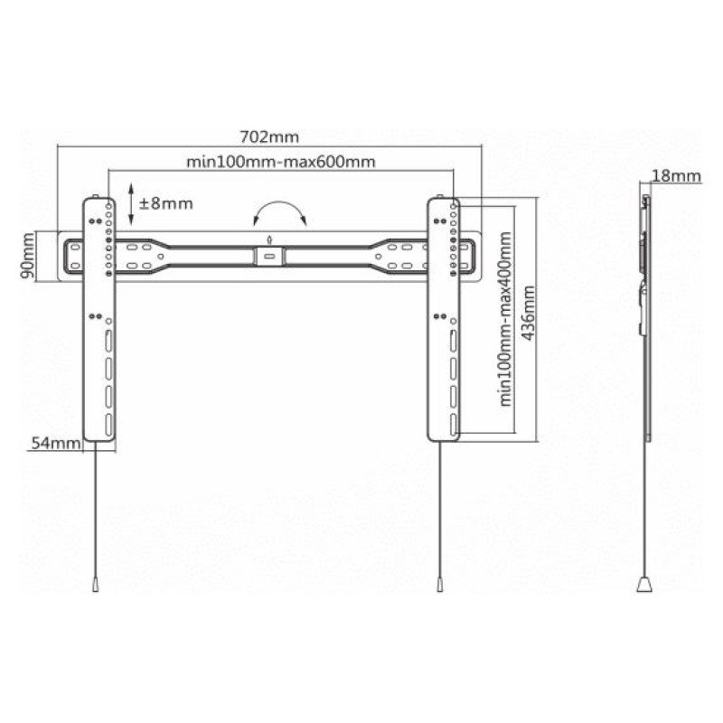 Sbox PLB-5746F Fixed Flat Screen LED TV Mount 37"-70" 35kg