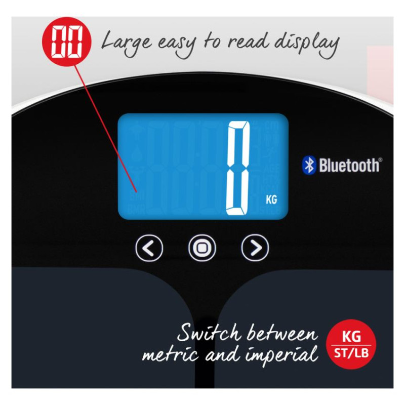 Salter 9192 BK3R Curve Bluetooth Smart Analyser Bathroom Scale black