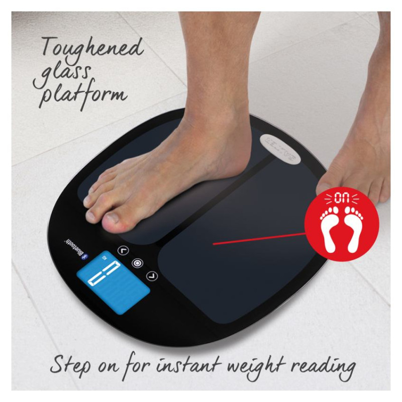 Salter 9192 BK3R Curve Bluetooth Smart Analyser Bathroom Scale black