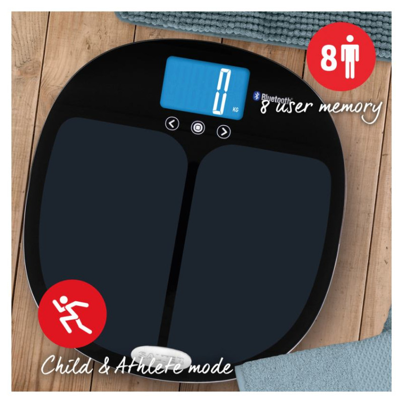 Salter 9192 BK3R Curve Bluetooth Smart Analyser Bathroom Scale black