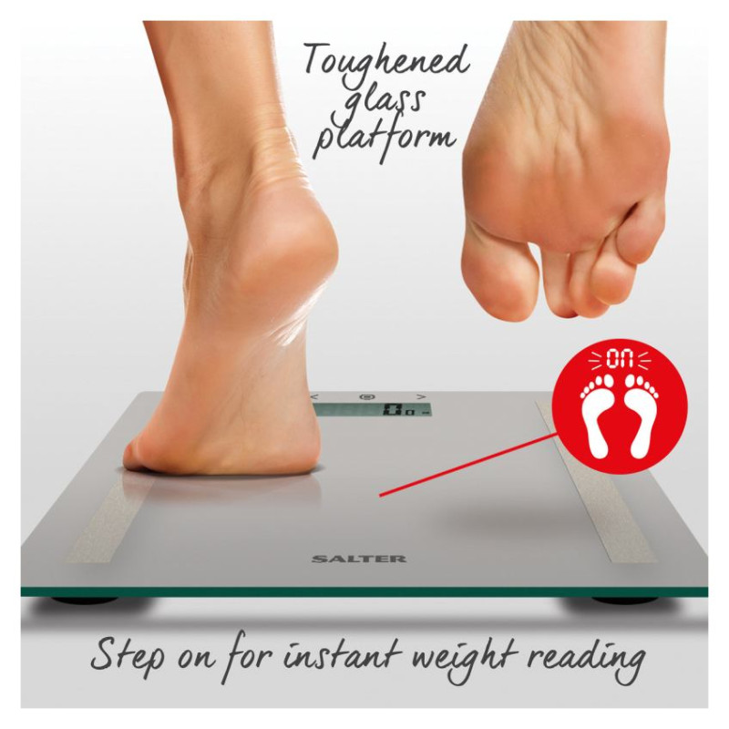 Salter 9113 SV3RAREU16 Compact Glass Analyser Bathroom Scales - Silver