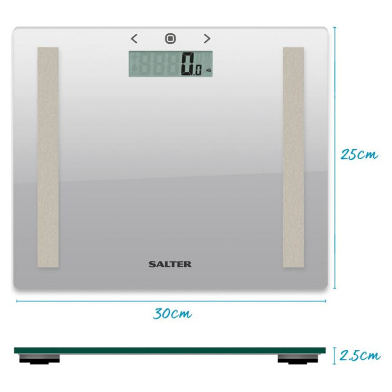 Salter 9113 SV3RAREU16 Compact Glass Analyser Bathroom Scales - Silver