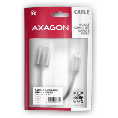 Axagon RUCM-AFAC USB 3.2 Gen 1 Type-C Male > Type-A Female, cable adapter 0,2m, 3A, ALU