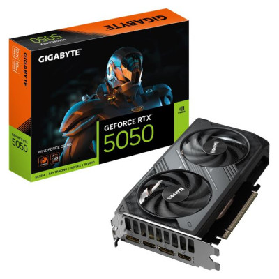 Gigabyte Graphics Card|GIGABYTE|NVIDIA GeForce RTX 5050|8 GB|GDDR6|128 bit|PCIE 5.0 16x|GPU 2587 MHz|Dual Slot Fansink|GV-N5050WF2OC-8GD1.0