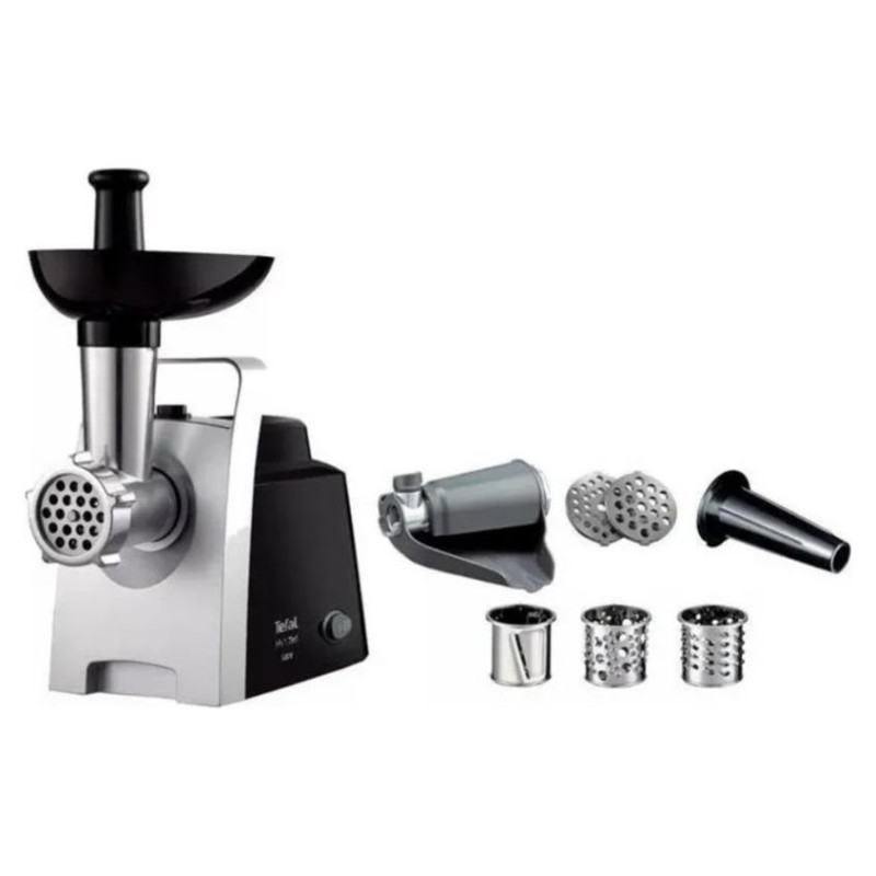 Tefal gaļas ma&scaron;īna,1400W, līdz 1,7kg/min ,melna-sudraba - NE1088