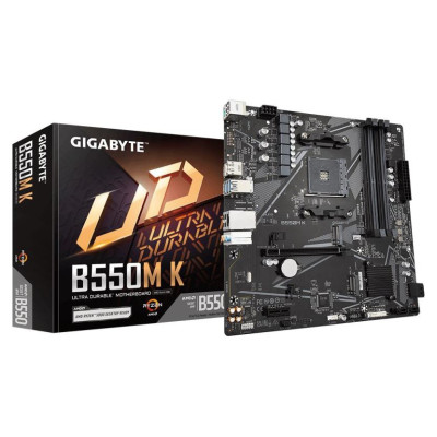 Gigabyte Mainboard|GIGABYTE|AMD B550|SAM4|Micro-ATX|Memory DDR4|Memory slots 4|1xPCI-Express 3.0 1x|1xPCI-Express 4.0 16x|2xM.2|1xHDMI|1xDisplayPort|2xAudio-In|1xAudio-Out|4xUSB 2.0|4xUSB 3.2|1xPS/2|1xRJ45|B550MK