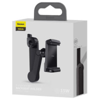 Baseus car headrest phone holder with built-in 15 W Qi wireless charger black (WXHZ-01)